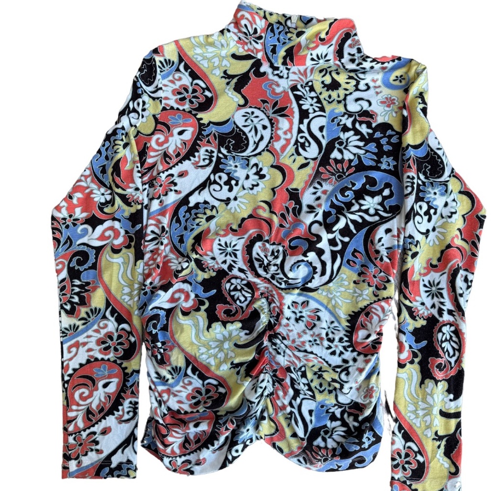 ETCETERA MULTI-COLOR COTTON KNIT SHIRT, SIZE SMALL
